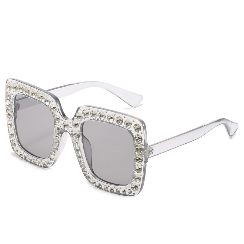 Maran Nerd Chic Oversized Rhinestone Square Sunglasses - 10 Colors