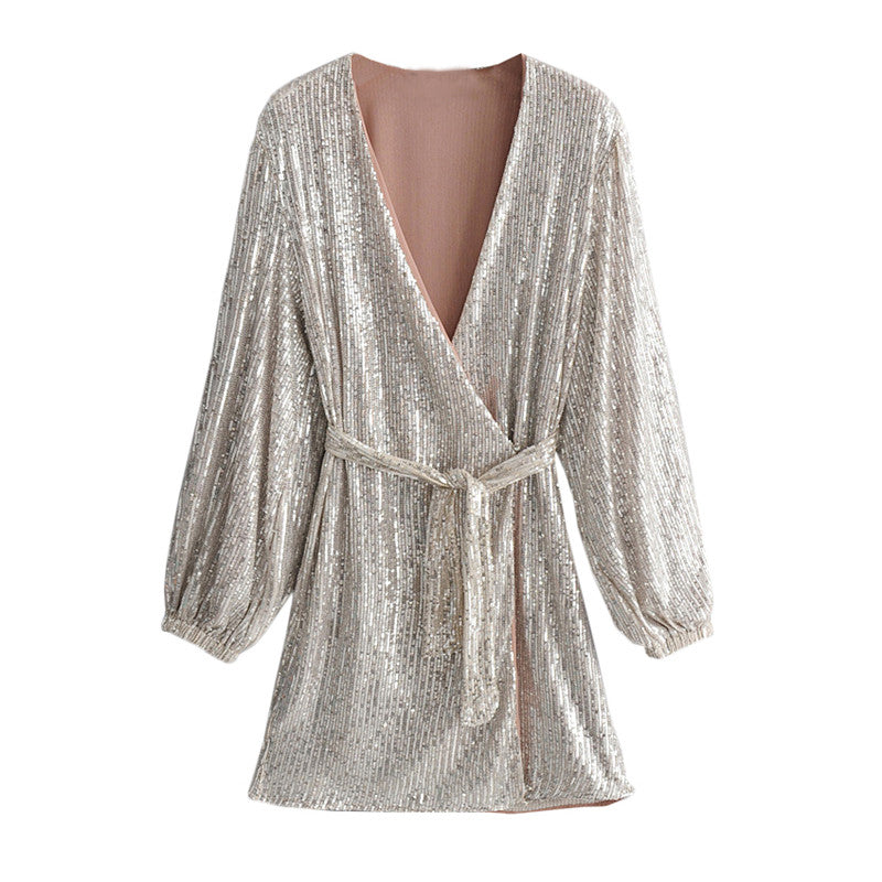 Marea Glitter Sequin Kimono Cardigan Mini Dress