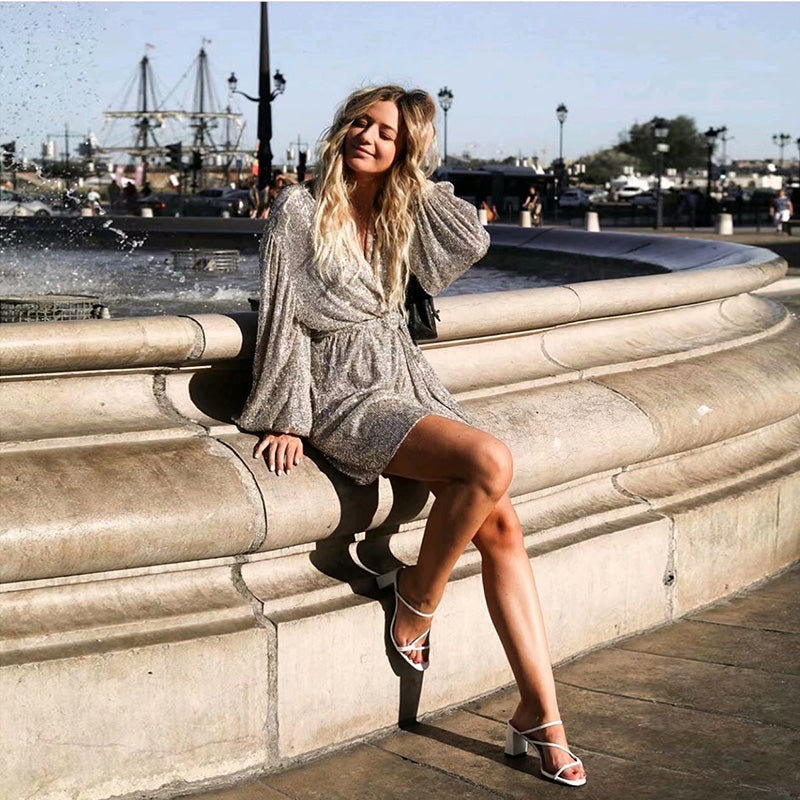 Marea Glitter Sequin Kimono Cardigan Mini Dress