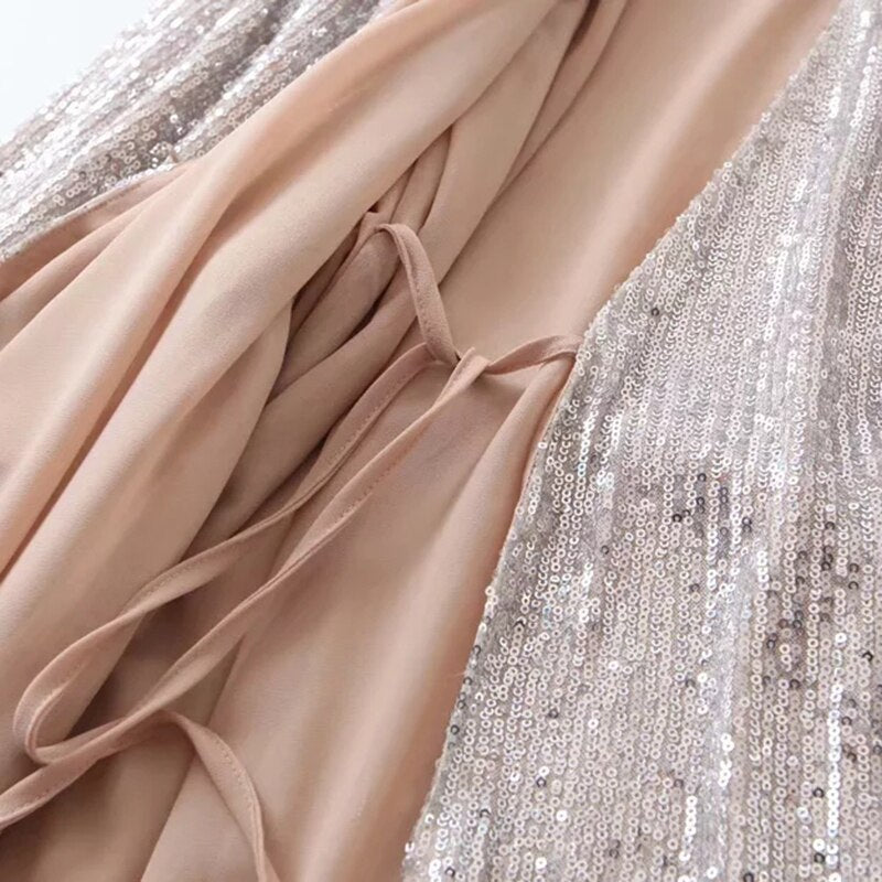 Marea Glitter Sequin Kimono Cardigan Mini Dress