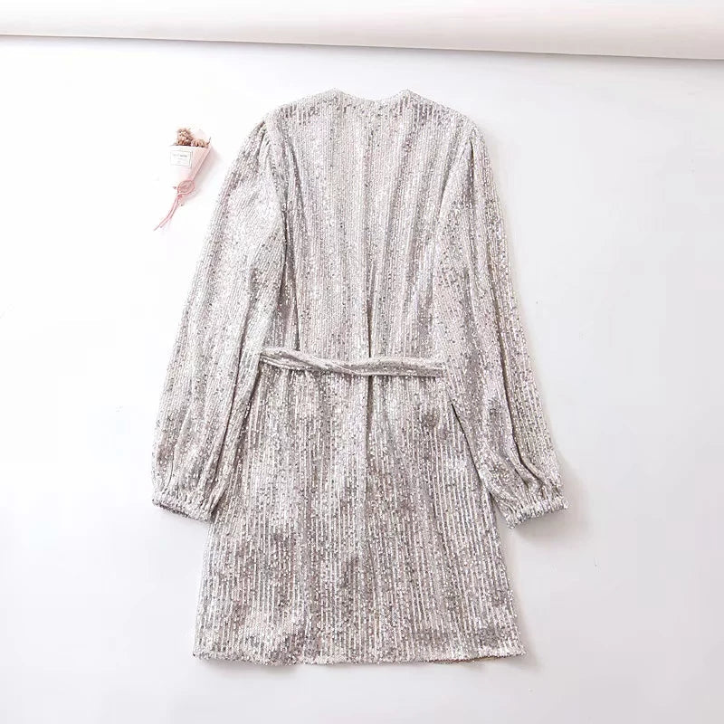 Marea Glitter Sequin Kimono Cardigan Mini Dress