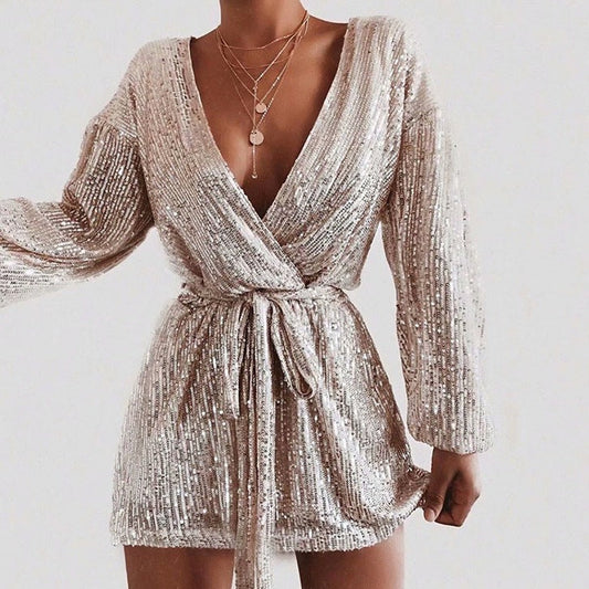 Marea Glitter Sequin Kimono Cardigan Mini Dress