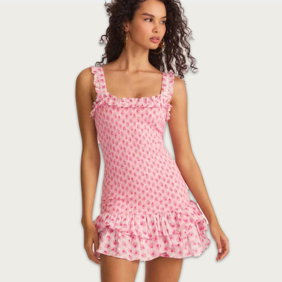 Margie Shirring Smocked Floral Dress - 2 Colors