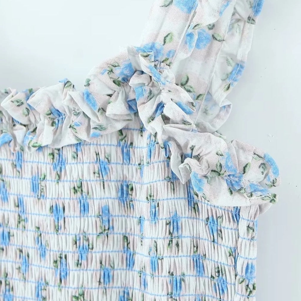 Margie Shirring Smocked Floral Dress - 2 Colors