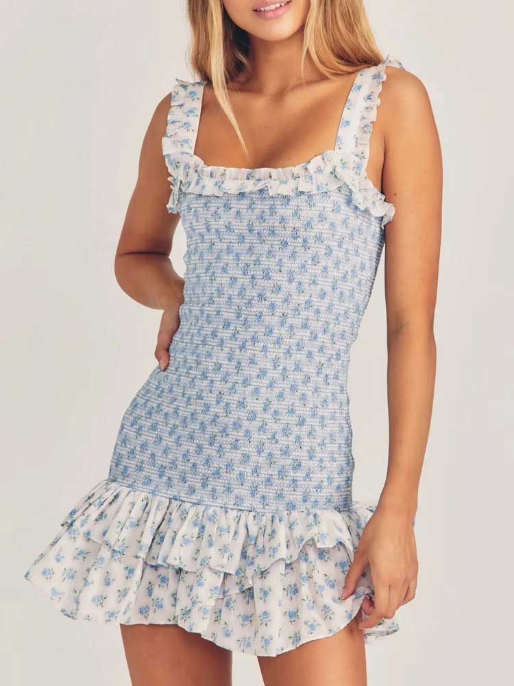 Margie Shirring Smocked Floral Dress - 2 Colors