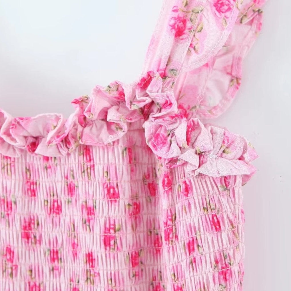 Margie Shirring Smocked Floral Dress - 2 Colors