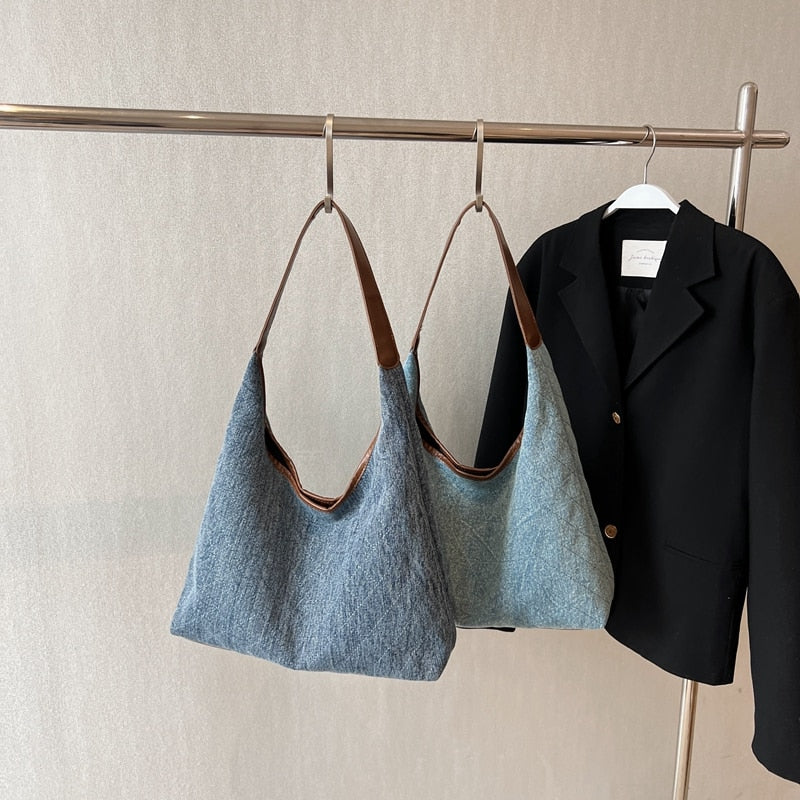 Maria Denim Shoulder Hobo Bags - 2 Colors