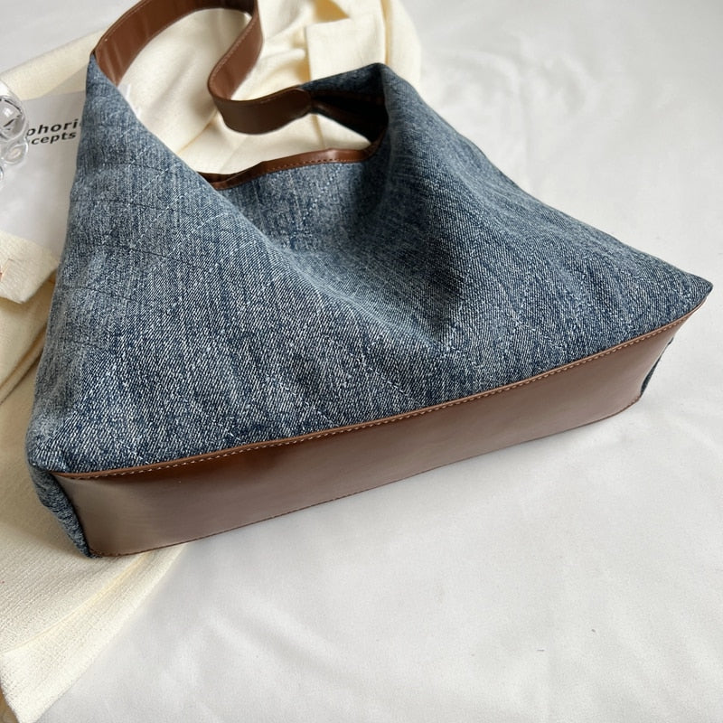 Maria Denim Shoulder Hobo Bags - 2 Colors