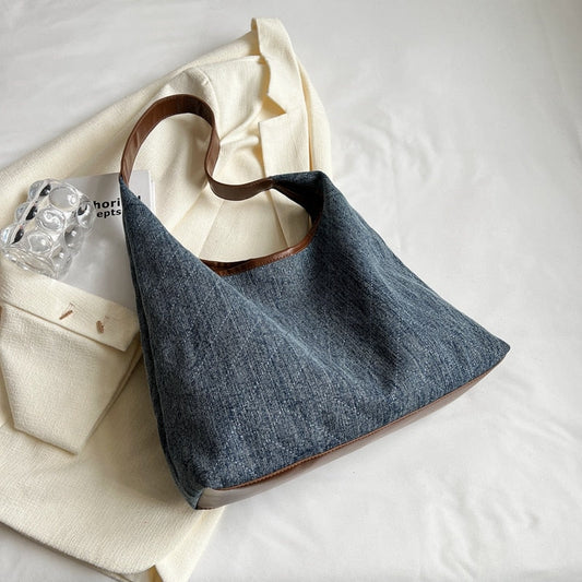 Maria Denim Shoulder Hobo Bags - 2 Colors