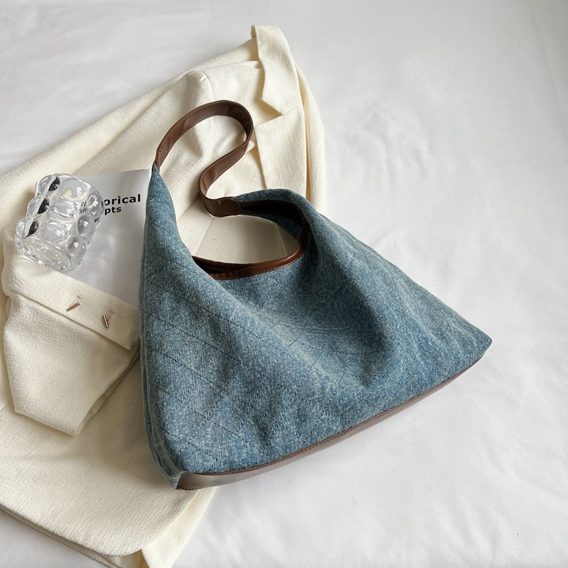 Maria Denim Shoulder Hobo Bags - 2 Colors