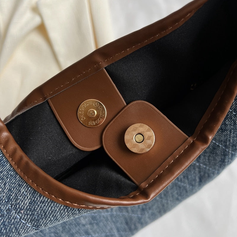 Maria Denim Shoulder Hobo Bags - 2 Colors