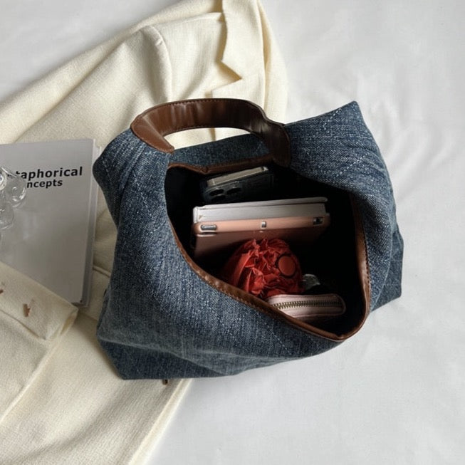 Maria Denim Shoulder Hobo Bags - 2 Colors