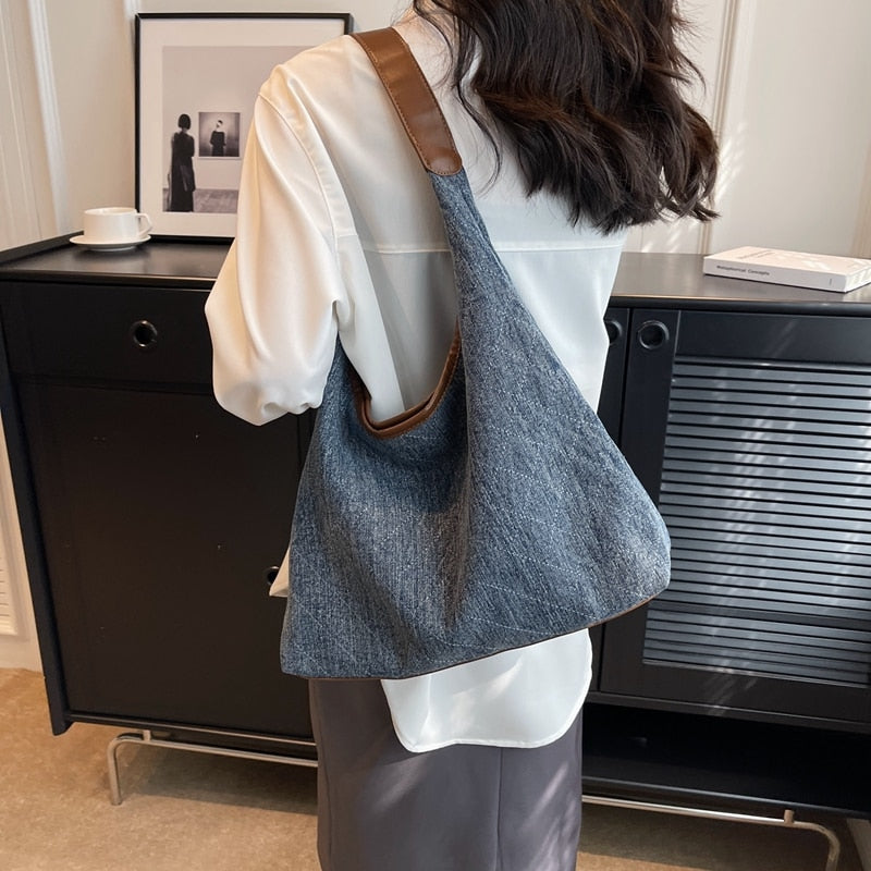 Maria Denim Shoulder Hobo Bags - 2 Colors