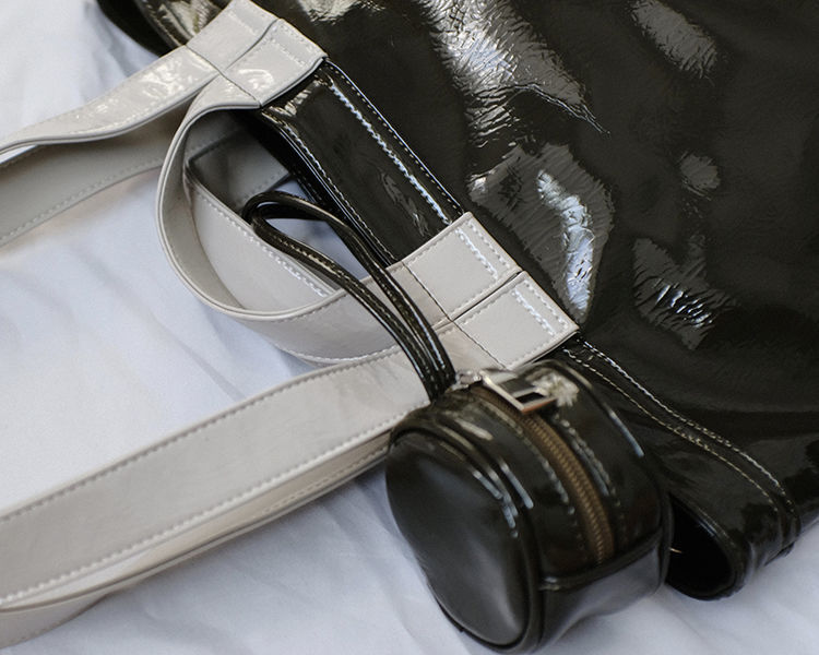 Marie Big Shine Patent Leather Nylon Tote - 5 Colors