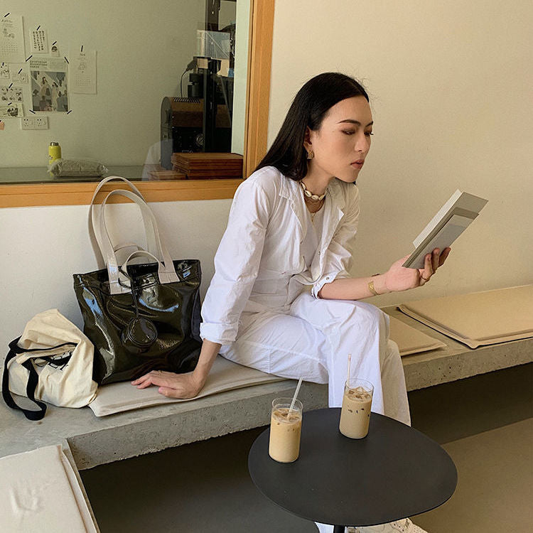 Marie Big Shine Patent Leather Nylon Tote - 5 Colors