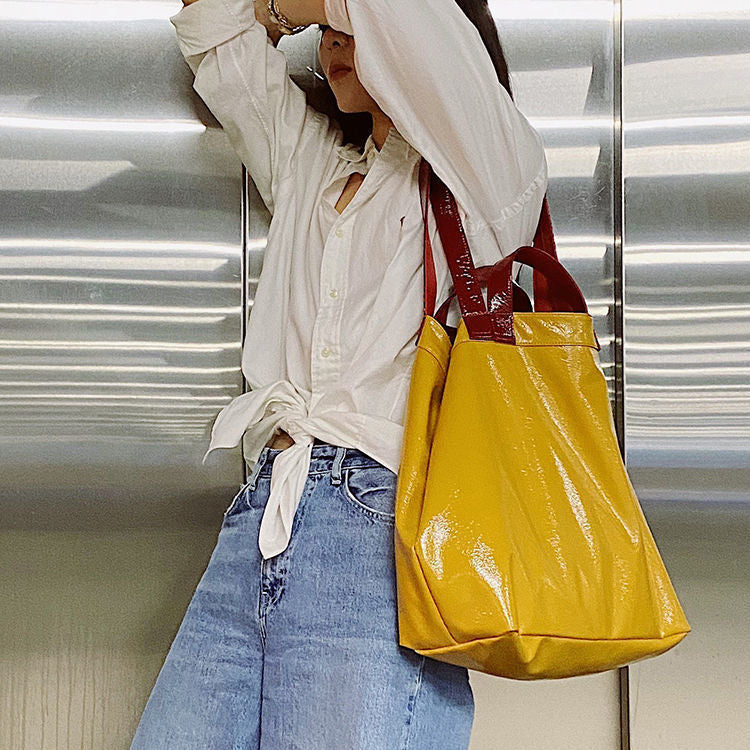 Marie Big Shine Patent Leather Nylon Tote - 5 Colors