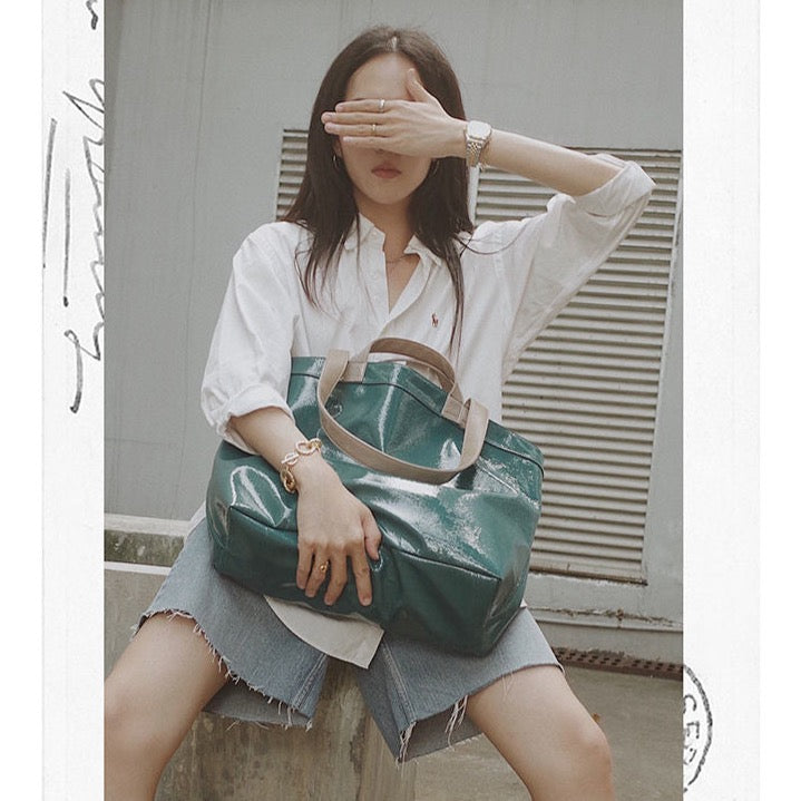 Marie Big Shine Patent Leather Nylon Tote - 5 Colors