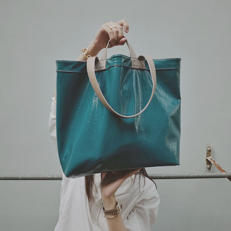 Marie Big Shine Patent Leather Nylon Tote - 5 Colors