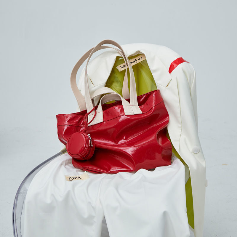Marie Big Shine Patent Leather Nylon Tote - 5 Colors