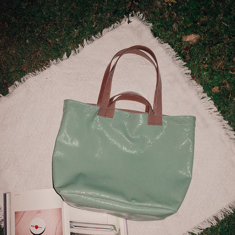 Marie Big Shine Patent Leather Nylon Tote - 5 Colors