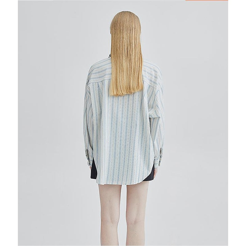 Marithe Striped Shirts with Necktie - 2 Colors