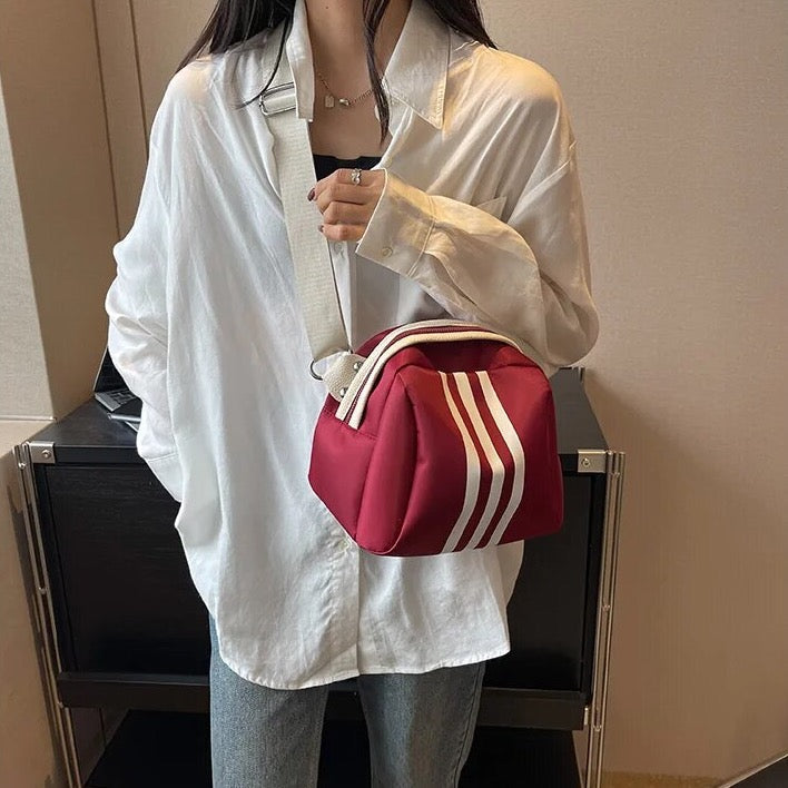 Maritta Sporty Stripe Nylon Crossbody Bag