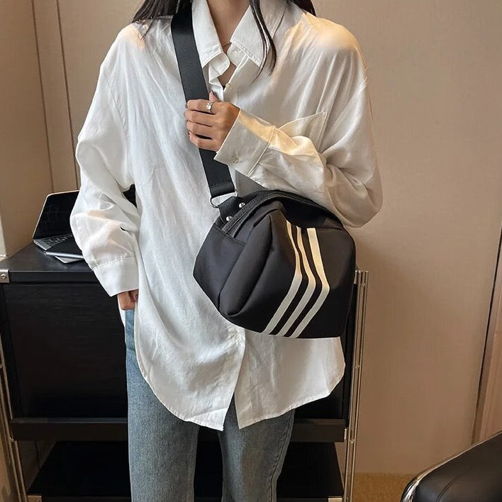 Maritta Sporty Stripe Nylon Crossbody Bag