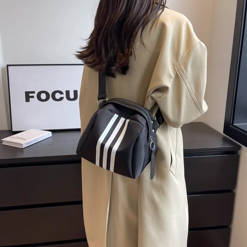 Maritta Sporty Stripe Nylon Crossbody Bag