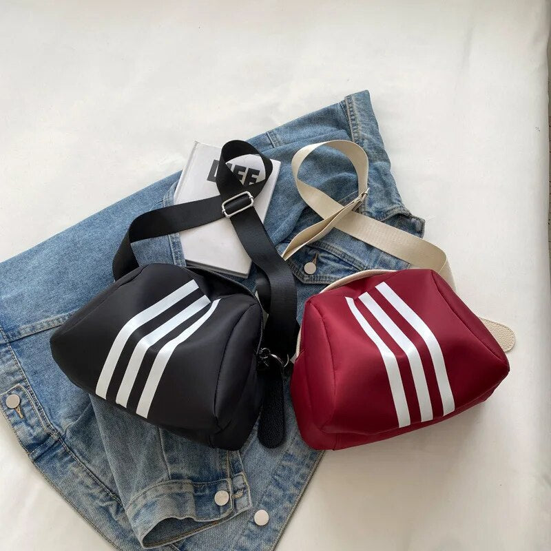 Maritta Sporty Stripe Nylon Crossbody Bag