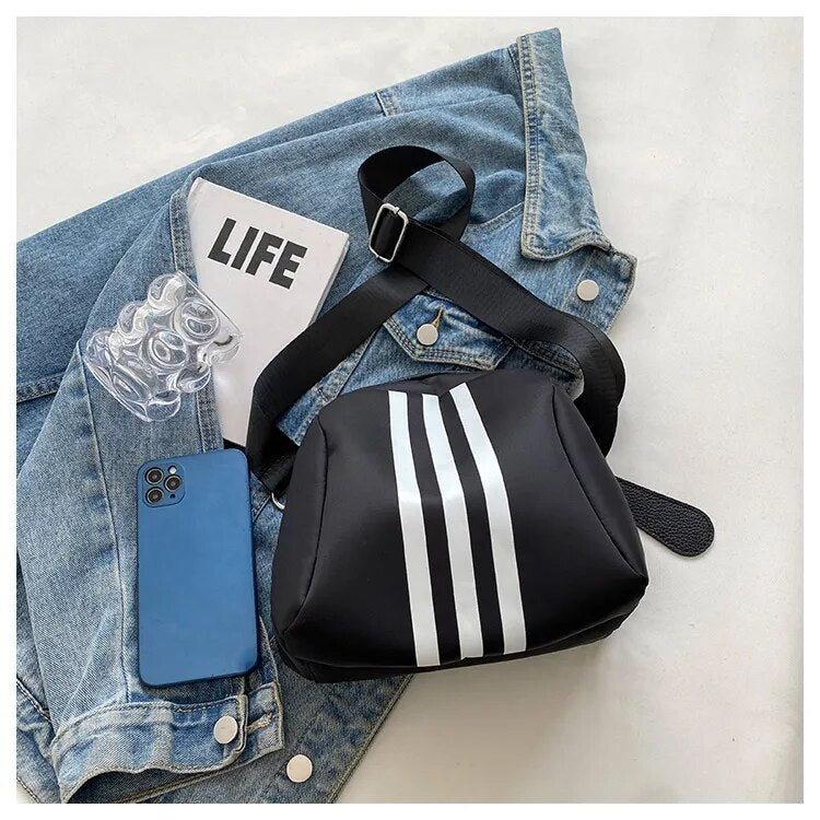 Maritta Sporty Stripe Nylon Crossbody Bag