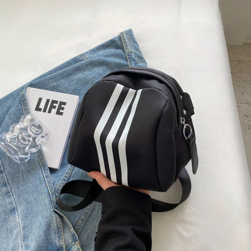 Maritta Sporty Stripe Nylon Crossbody Bag