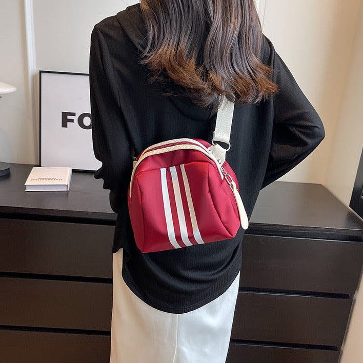 Maritta Sporty Stripe Nylon Crossbody Bag