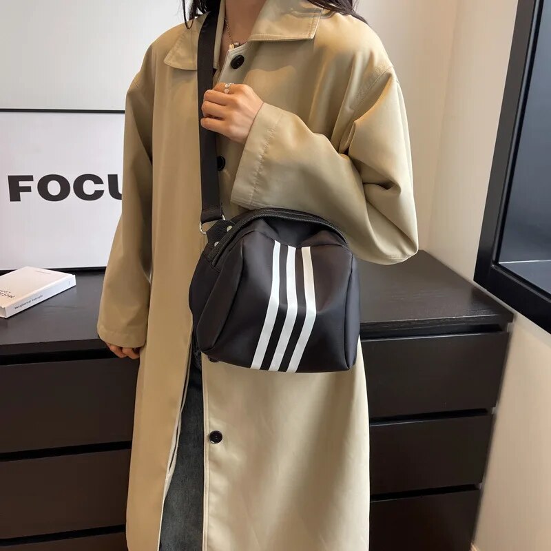 Maritta Sporty Stripe Nylon Crossbody Bag