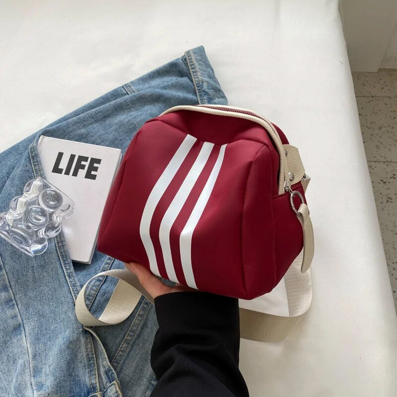 Maritta Sporty Stripe Nylon Crossbody Bag