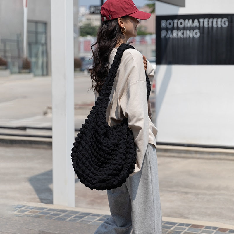 Marja Ruched Quilted Nylon Hobo Bags - 2 Colors