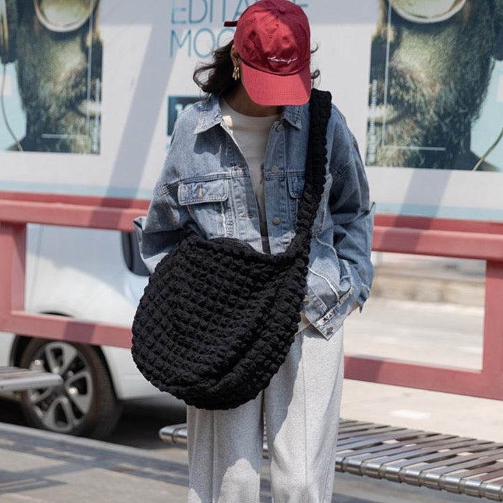 Marja Ruched Quilted Nylon Hobo Bags - 2 Colors