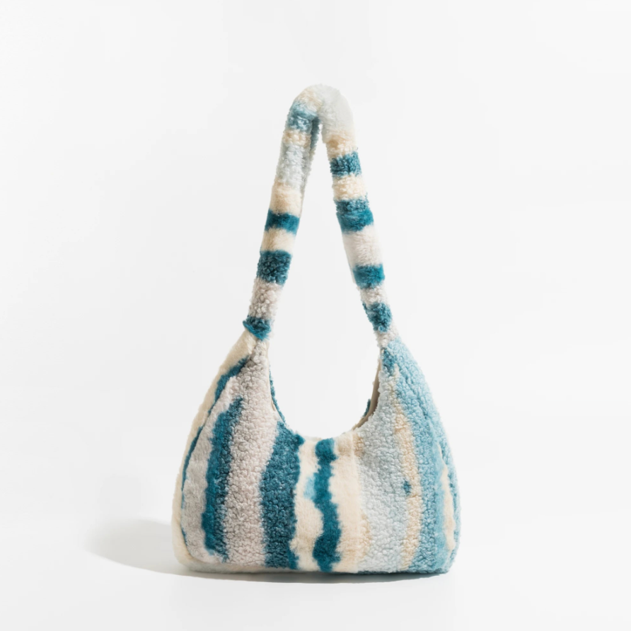 Marlena Tye Die Stripe Faux Fur Hobo Bag