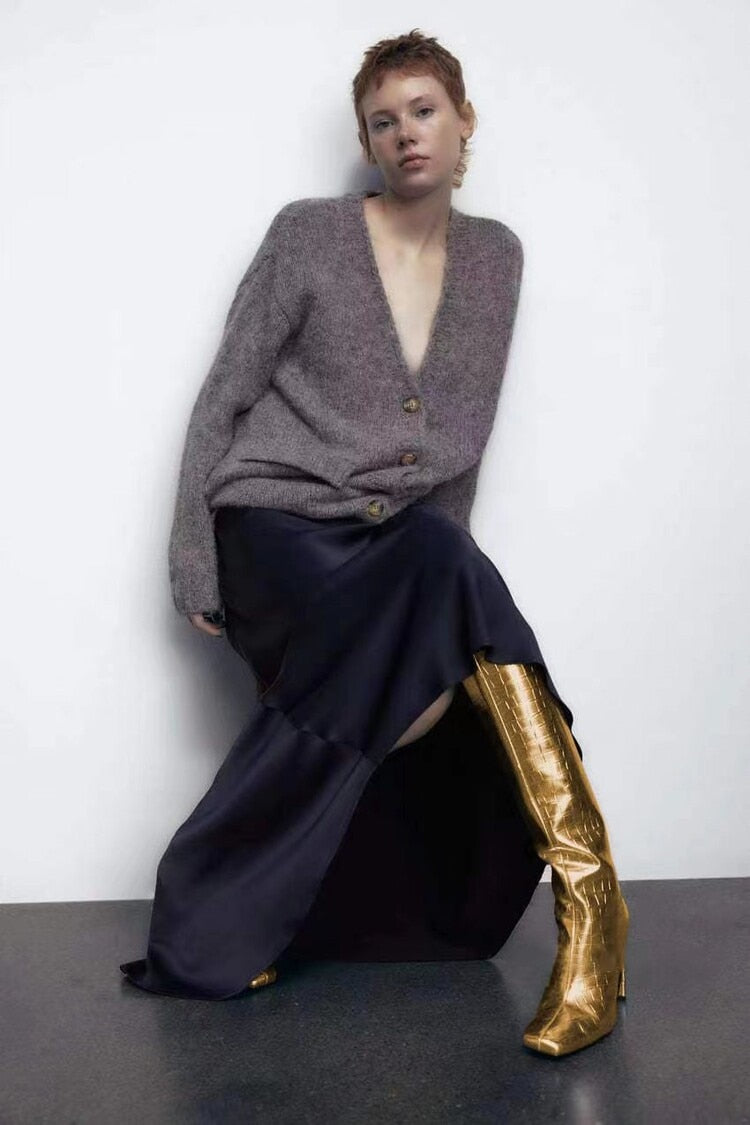 Marlene Croco Metallic Knee High Boots - 3 Colors