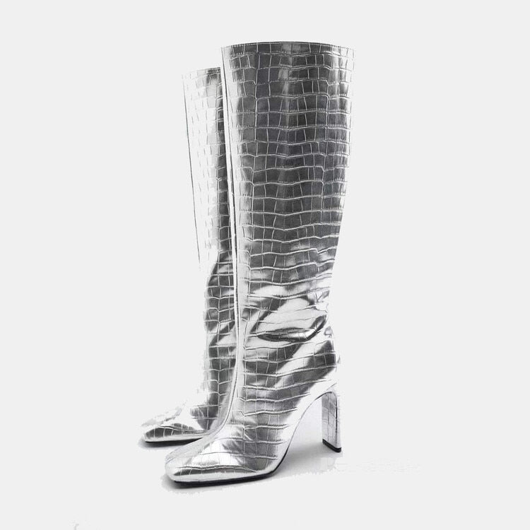 Marlene Croco Metallic Knee High Boots - 3 Colors