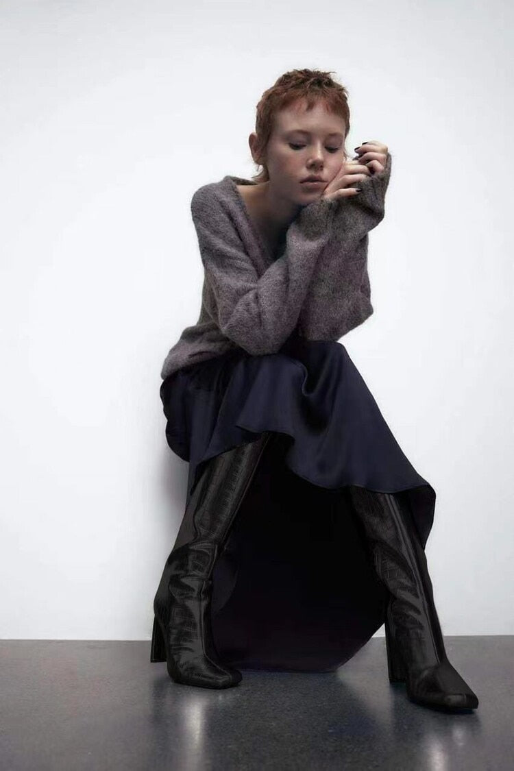 Marlene Croco Metallic Knee High Boots - 3 Colors