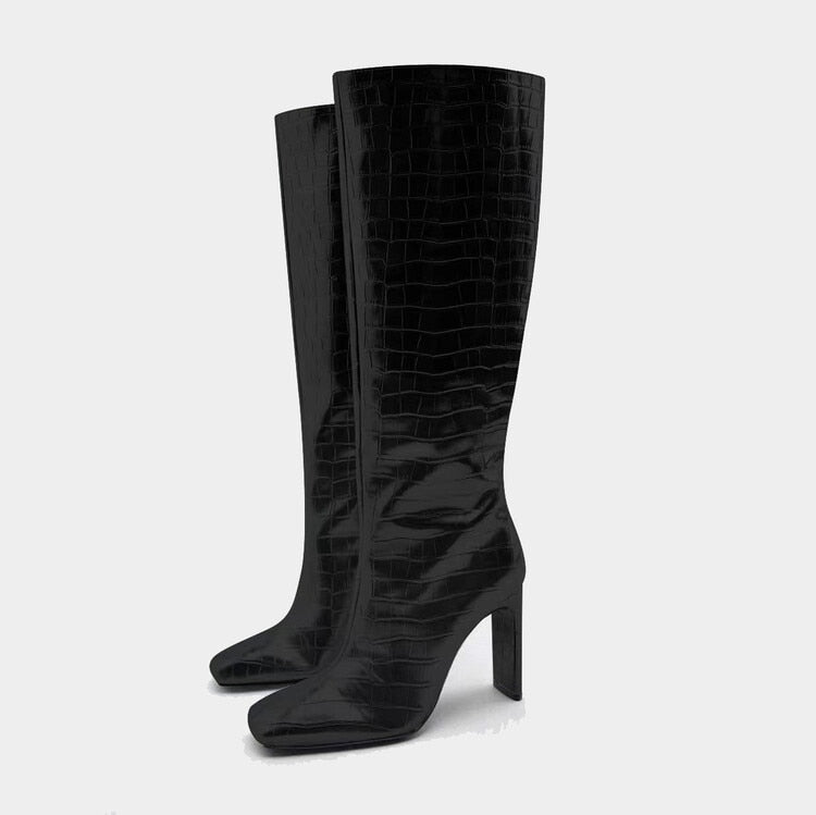 Marlene Croco Metallic Knee High Boots - 3 Colors