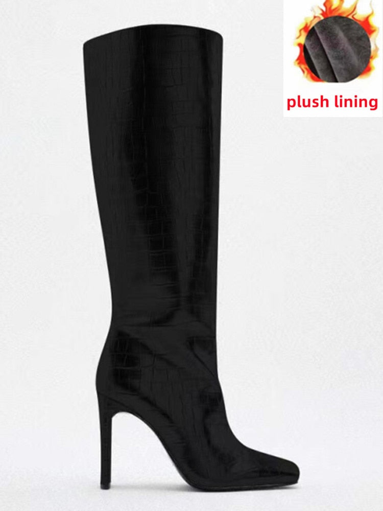 Marlene Croco Metallic Knee High Boots - 3 Colors