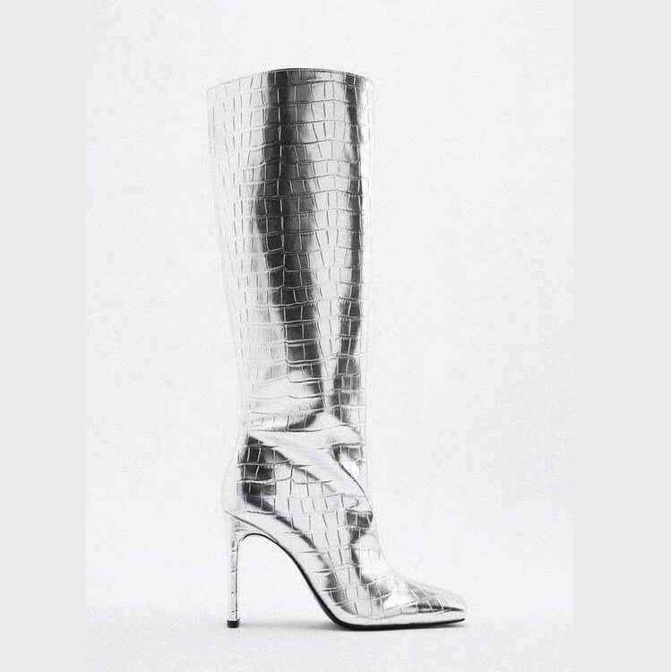 Marlene Croco Metallic Knee High Boots - 3 Colors