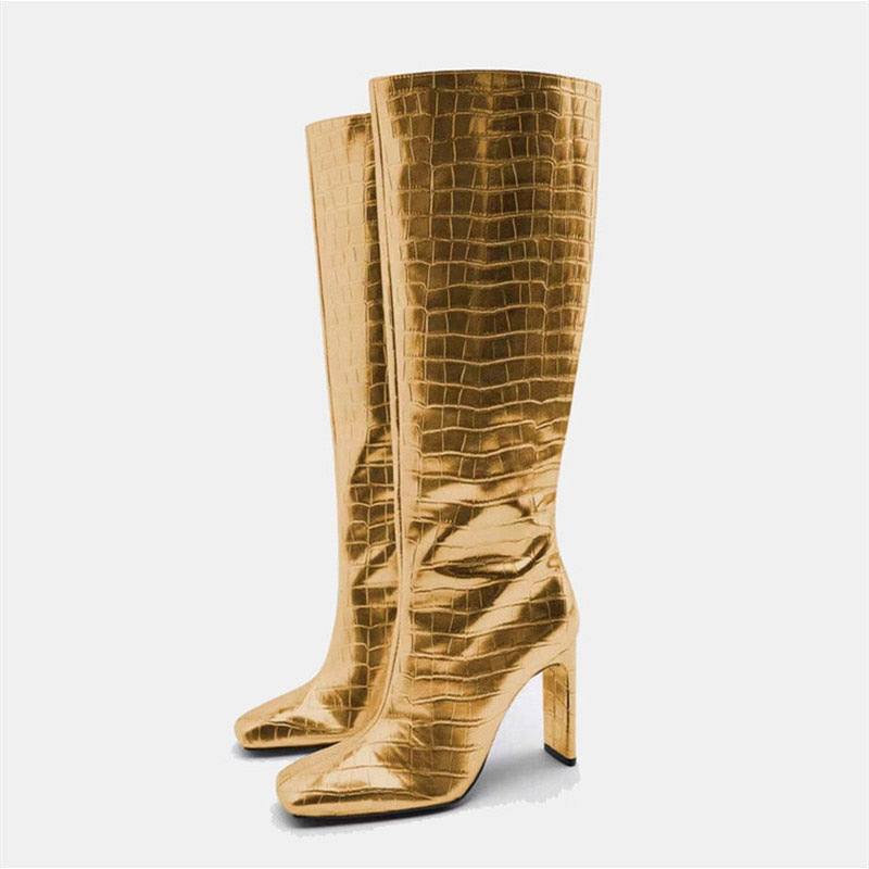Marlene Croco Metallic Knee High Boots - 3 Colors