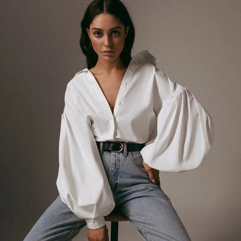 Marthe Puff Sleeve Shirt Blouse - 2 Colors