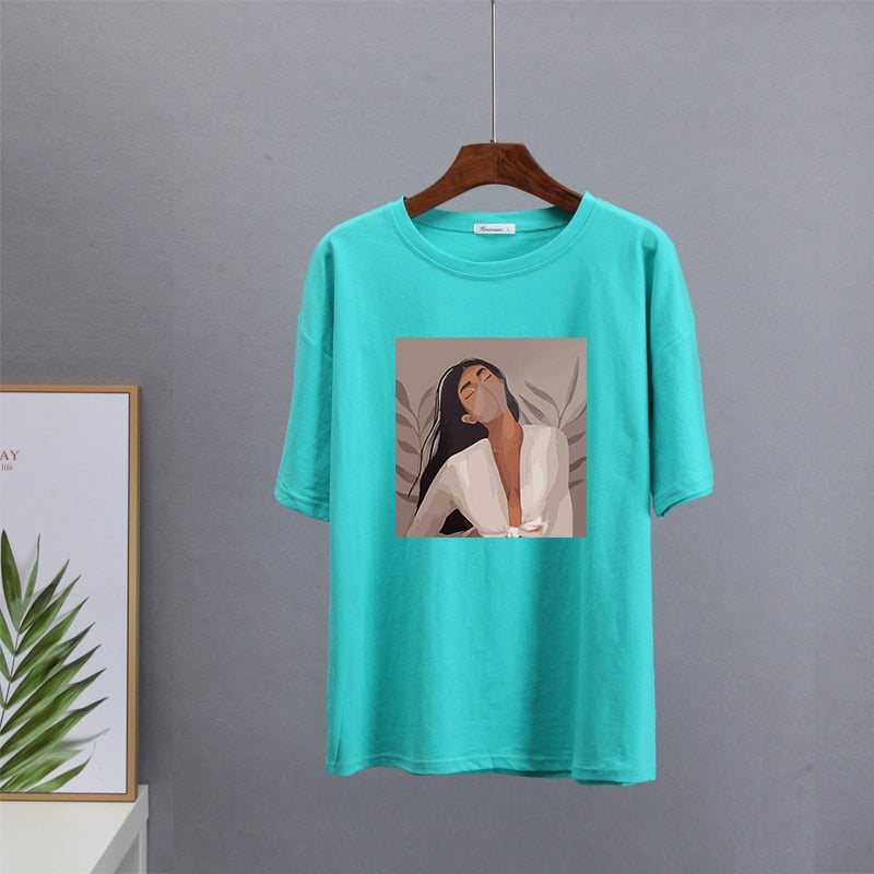 Masked Girl Print T-Shirts - 11 Colors