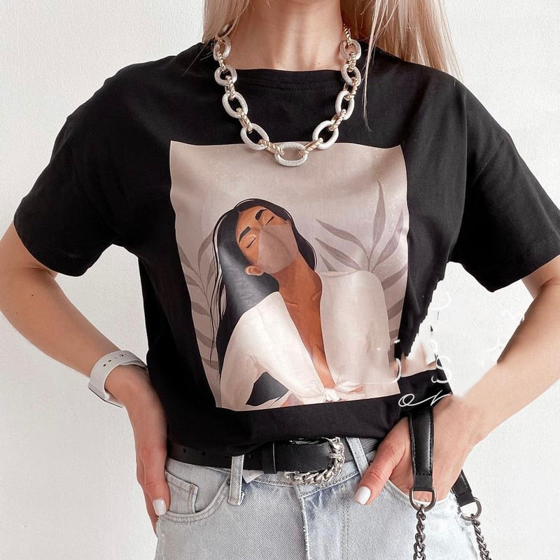 Masked Girl Print T-Shirts - 11 Colors