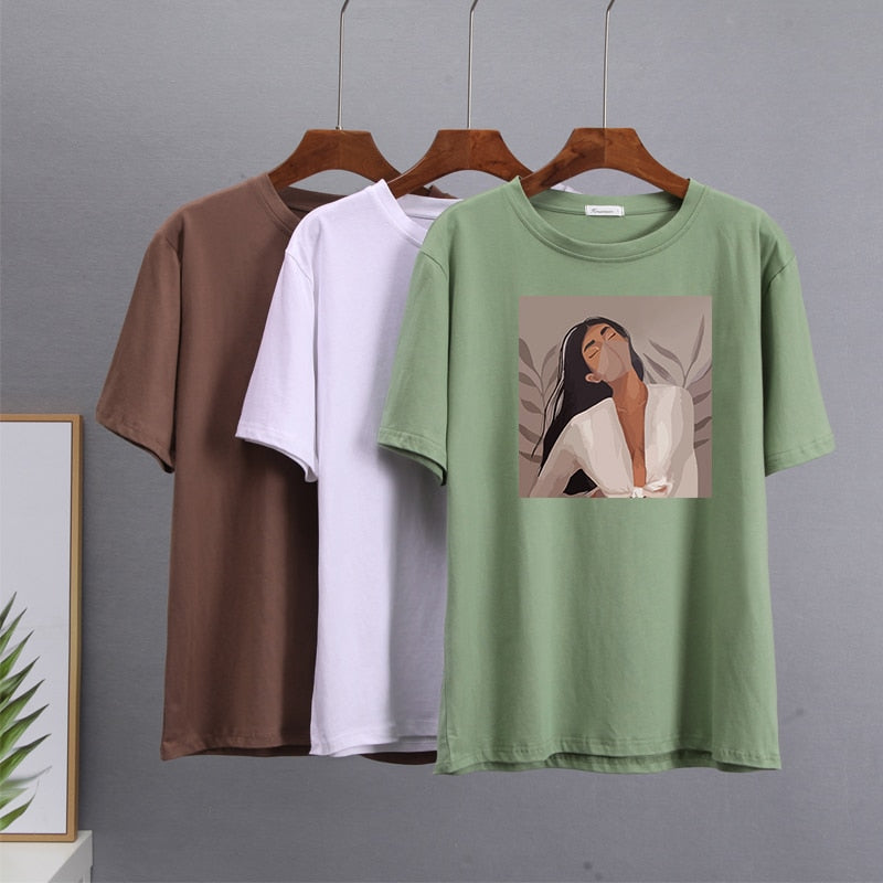 Masked Girl Print T-Shirts - 11 Colors