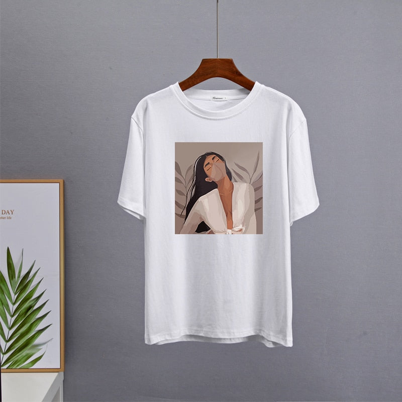 Masked Girl Print T-Shirts - 11 Colors