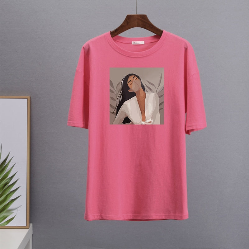 Masked Girl Print T-Shirts - 11 Colors